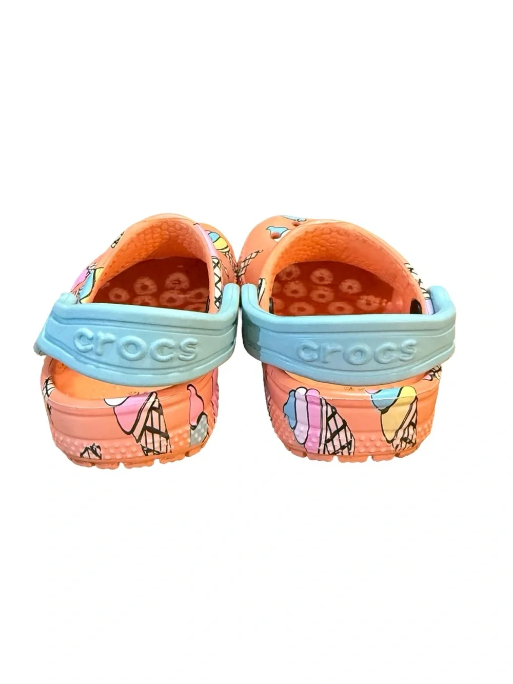 Crocs Toddler Classic Pool Party Ice Cream Clogs Papaya/Blue Children’s Size 4